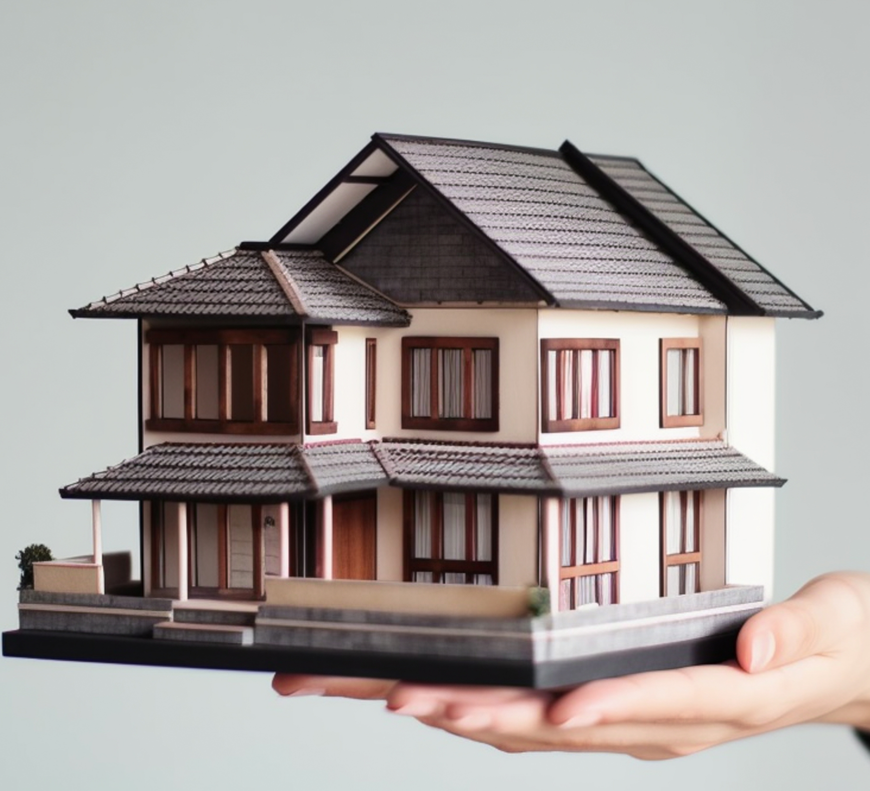 Hand holding house model